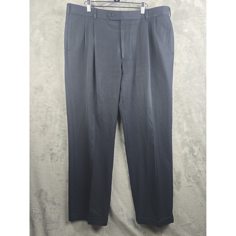 Brooks Brothers Dress Pants Mens 40x30 Navy Blue Madison Wool Pleated Cuffed